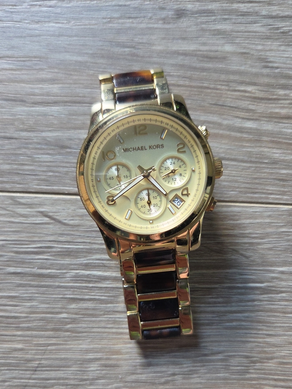 Michael Kors Gold and Tortoiseshell Bracelet Watch